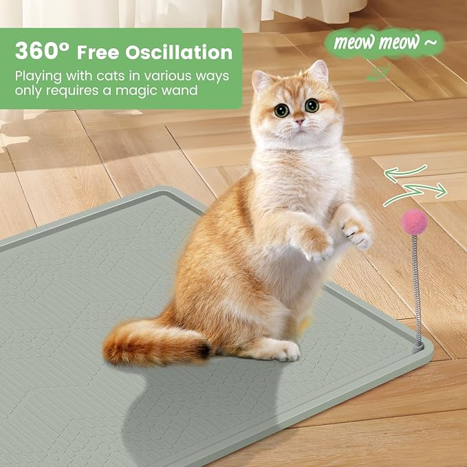 Cat Litter Mat, 38"X25" Large Litter Box Mat, Waterproof and Easy to Clean Silicone Cat Mat for Litter Box, Mat Litter Trapping Mat for Scatter Control, Keep the Floor Clean (Light Green)