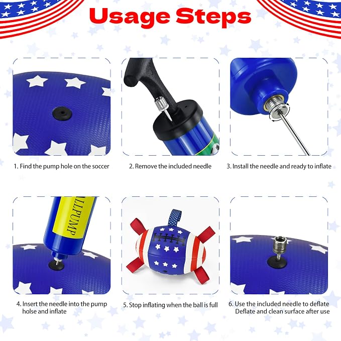 4th of July Dog Football with Straps Puppy Interactive Toy Pet Tug Ball Toy with American Flag Pattern for Medium Large Dogs Medium-2