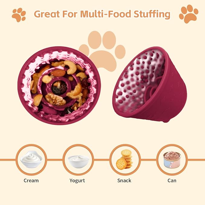 Dog Lick Bowl,Anxiety Relief Non-Slip Silicone Treat Bowl,Durable Anti-Choking Long-Lasting Enrichment Slow Feeder Licking Mat for Small Medium Large Breed,Freezable BPA Free Silicone Dishwasher Safe