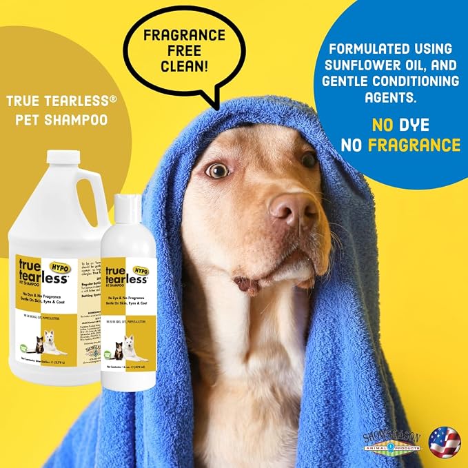 ShowSeason True Tearless® Pet Shampoo 1 Gallon | Hypoallergenic and Extremely Mild | Contains No Dye or Fragrance | Cruelty-Free | Paraben-Free | Biodegradable and Non-Toxic | Made in The USA