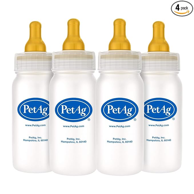 PetAg Nurser Bottle - 4 oz, Pack of 4 - Promotes The Natural Feeding of Liquids - Designed for Larger Animals - Durable & Easy to Clean