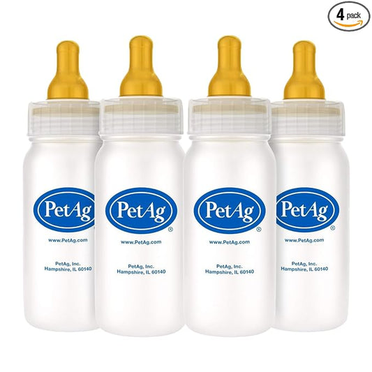 PetAg Nurser Bottle - 4 oz, Pack of 4 - Promotes The Natural Feeding of Liquids - Designed for Larger Animals - Durable & Easy to Clean