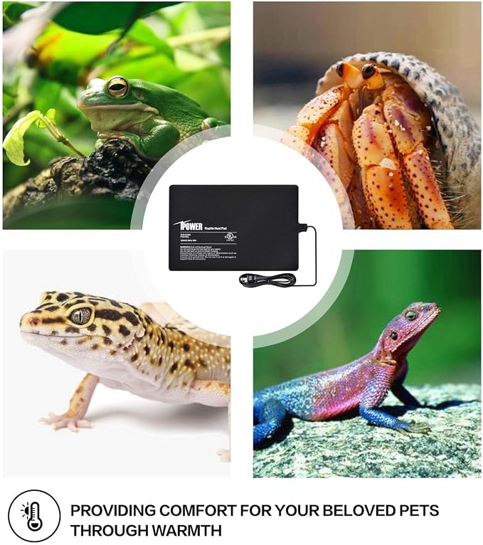 iPower 8x12 Inch Reptile Heat Pad Under Tank Heater, Energy-Efficient & Waterproof Design Terrarium Warmer Mat for Turtles, Lizards, Snakes, 2 Pack