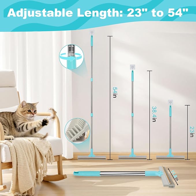Vivifying Carpet Rake Pet Hair Remover Set, 56” Adjustable Long Handle Plus 2 Handheld Tools, Deep Cleans Pet Hair from Carpets, Rugs, Mats & Upholstery
