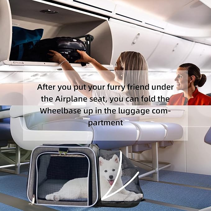 Ruff Life 101 Airline Approved Expandable Premium Pet Carrier on Wheels- Two Sided Expandable Rolling Carrier- Designed for Dogs & Cats- Extra Spacious Soft Lined Carrier! (Blue)