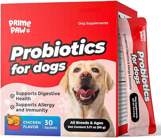 Probiotics for Dogs Digestive Health, 20 Billion CFU Dog Probiotic with Digestive Enzymes & Pumpkin Powder, Soft Powder, 30 Sachets