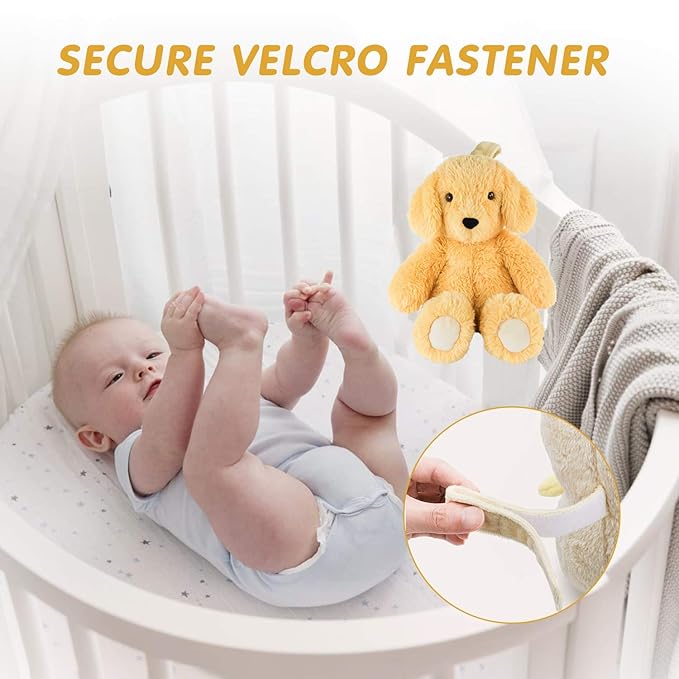 BEREST Newborns Musical Baby Sleep Soother, Mom's Heartbeat White Noise Machine|Dog Sleeping Aid with Cry Sensor|Night Light & 9 Sounds Therapy|Sleepy Puppy Stuffed Toy for Toddler Crib|Yellow