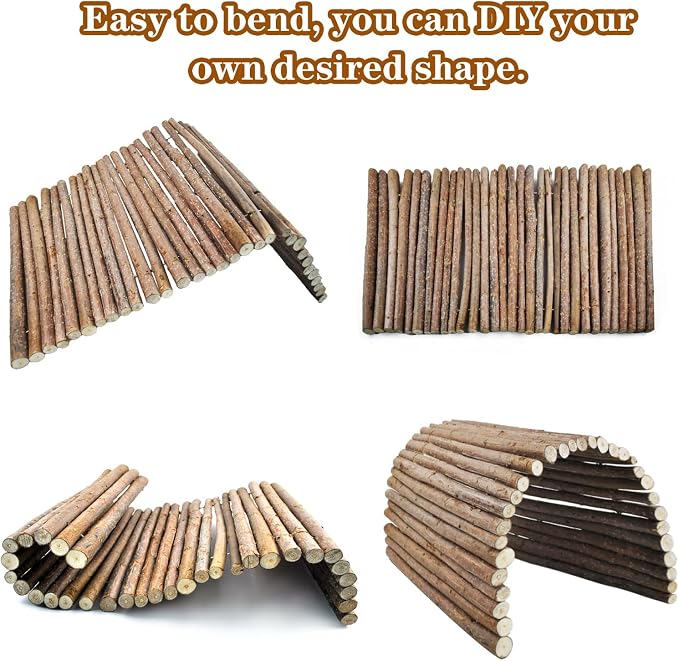 Wooden Bridge for Rabbits, Extra Large Wooden Hamster Bridge Ladder Bunny Climbing Chew Toy Small Animal Flexible Hideout Ramp Divider Tunnel for Guinea Pig Chinchilla Rabbit Ferret Hedgehog