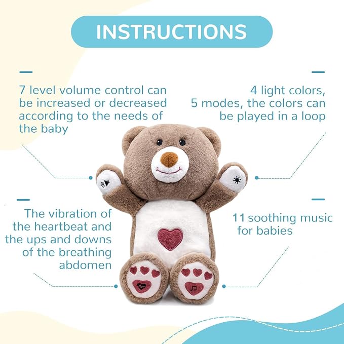 DEARBABY Baby Sleep Soother,Newborn Essentials Stuff Toys 0-6 Months, Christmas Girl Gifts Sound Machine for Nursery with Realistic Breathing Motion Baby Registry Search