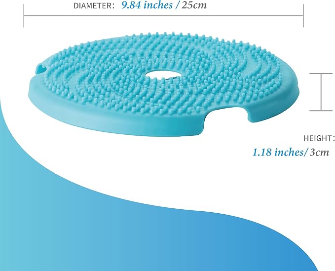 PetDreamHouse Spin Disc Dual Texture Dog Lick Mat, Slow Feeder & Frisbee Dog Toy, Use Standalone or with Spin Bowl Base, for All Dogs, Blue