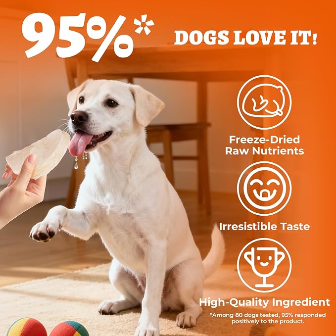14.5oz Freeze Dried Chicken Treats for Dogs & Cats, Single Ingredient Raw Meat Thin Sliced Chicken Breast Dog Treat, Grain Free Human Grade&Low Calorie Healthy Dogs Training&Reward Snacks
