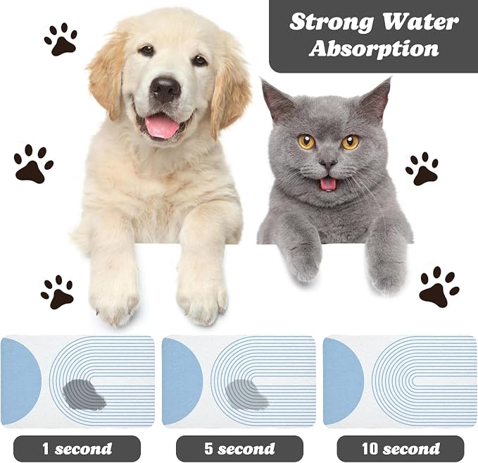 Dog Food Mats,Cat Absorbent Water Bowl Feeding Mats Pet Placemats for Food and Water Blue Bohemia 17 * 30 inch