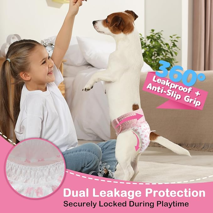 Dono Disposable Pull It Up Female Dog Diapers, 360° Stretchy Waist Puppy Diapers, Super-Absorbent Doggie Diapers with Rapid-Dry Technology Leak-Proof Design for Doggy in Heat Period, M 40 Pcs