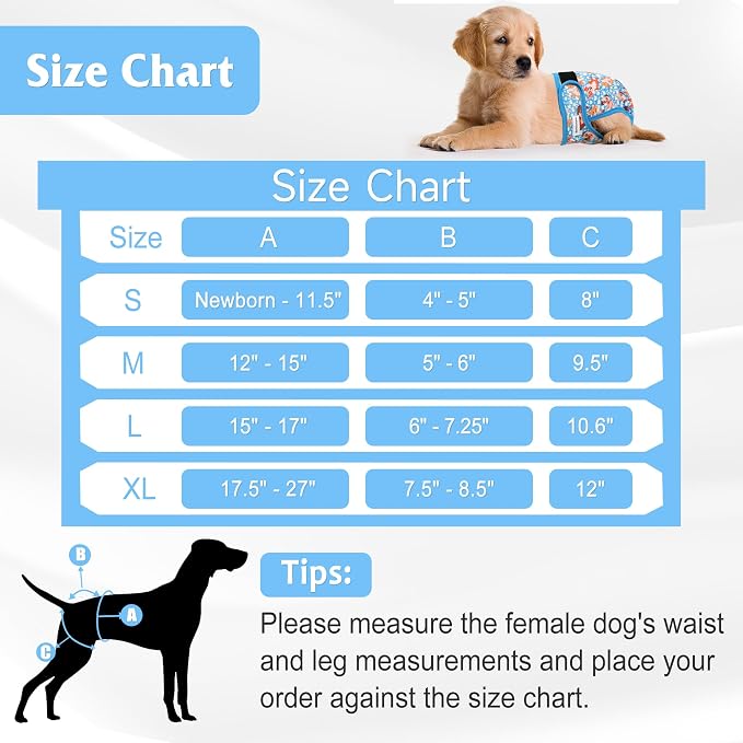 4 Pack Reusable Female Dog Diaper, Highly Absorbent Doggie Diapers for Female Dogs, Dog Diaper Small, Bulldog