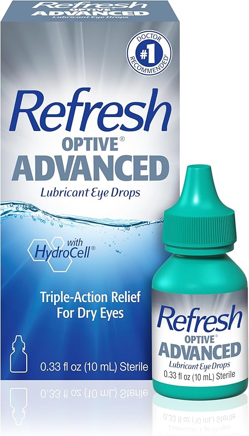 Refresh Optive Advanced Lubricant Eye Drops Artificial Tears, 0.33 fl oz (10 mL), 1 Count