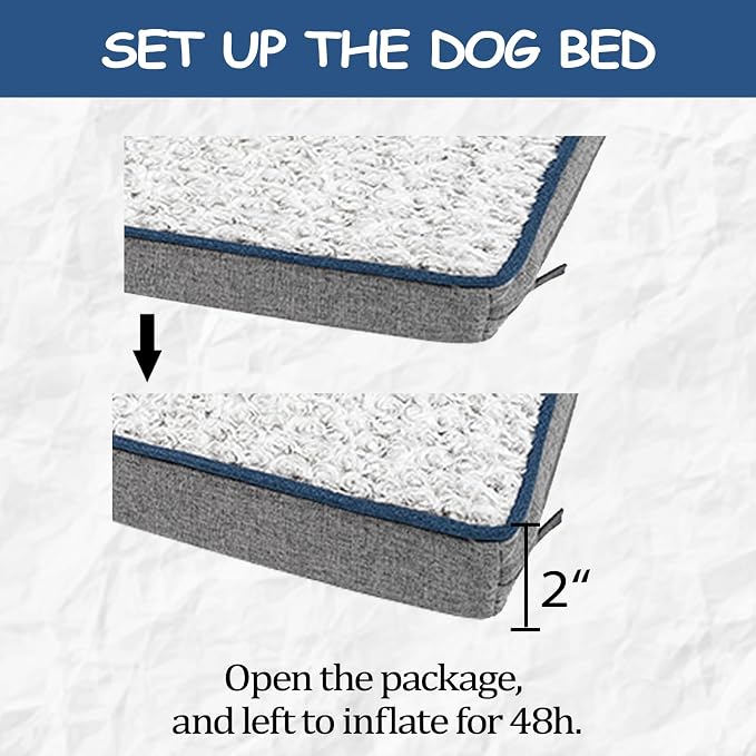 EMPSIGN Reversible Dog Bed Mat, Washable Pet Bed for Large Medium Small Dogs, Kennel Pad with Removable Cover, Bed Mattress for Crate Kennel, All Season Dual-Sided Plush & Canvas Pet Bed