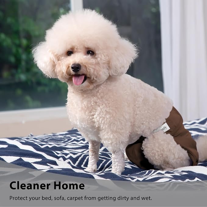 Vecomfy Reusable Female Dog Diapers for Small Dogs,(4 Pack) Easy Absorbent Puppy Diapers for Peeing,in Heat,Doggie Period Panties,Dark Colors,S