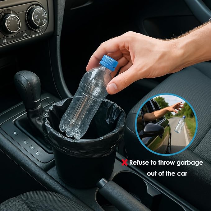 Teivio Black Trash Bags for Mini Car Trash Can, 250 Count 0.5 Gallon Portable Small Disposable Car Garbage Bags,Cars Accessories, Plastic Desktop Trash Bin Liners for Cars/Home/Office/Dog/Poop