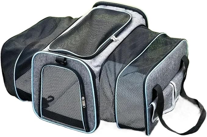 Portable Cat Backpack Carrier Foldable Expandable Pet Travel Bag Airline Approved Breathable Pet Carrier for Dog Pet Accessories(Blue 2 Sides)