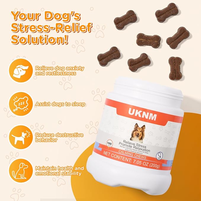 Dog Calming Chews 100 Count Large Particle,Anxiety Relief Treats for Dogs,Sleeping Aid Supplement,Aid with Separation, Barking, Stress Relief, Thunderstorms 100% Natural Ingredients,Chicken Flavor
