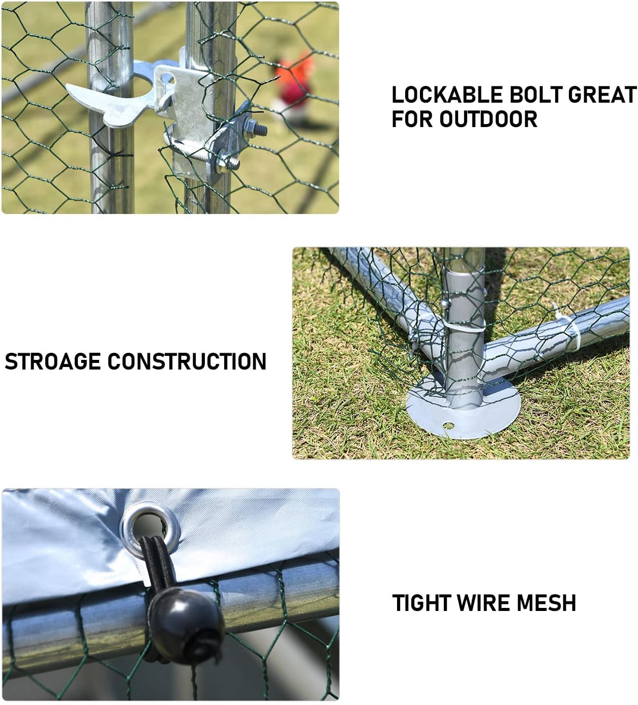 4ever2buy 1.26’’ Large Metal Chicken Coop Run Walk in, Chicken Pen for Chickens, Outdoor Chicken Runs Coops, Flat Roofed Chicken Runs for Yard with Anti-Ultraviolet Cover (9.2’L x18.7’Wx 6.4’H)