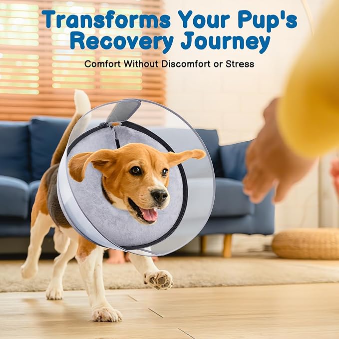 BARKLESS Dog Donut Collar, 2-in-1 Inflatable Dog Collars for After Surgery to Stop Licking Wounds, Patented Protective Donut Cone with Higher Shield for Large Pets (Grey, XXL)