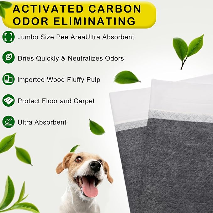Extra Large 54"x37" 25 Pcs Odor-Control Super Absorbency Charcoal Pee Pads for Dogs,Leak-Proof Pet Training Pee Pads,Thicken Disposable Potty Pads Puppy Training Pads for Cats Rabbits