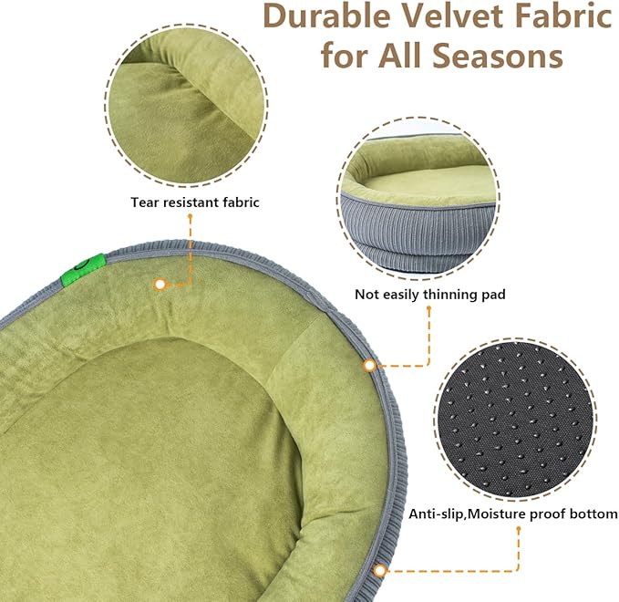 Washable Pet Dog Bed Large Sized Dog,Memory Foam Extra Large Calming Dog Cots Beds for Large Breed Dogs Crate Furniture,XL Dog Bed XXL Indoor Crate Mat with Detachable Bottom and Bolster Cushion