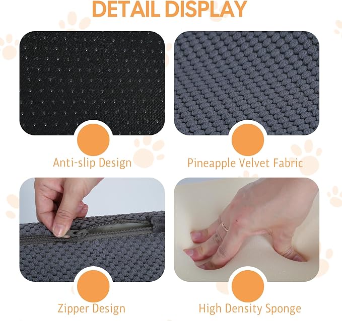 Dog Ramp for Bed, 20" H Dog Stairs for High Bed, 2 in 1 Pet Steps for Small Dogs, 4-Step Foldable Transformable Large Cats Ramp to Get on Couch, Non-Slip Balanced, Grey