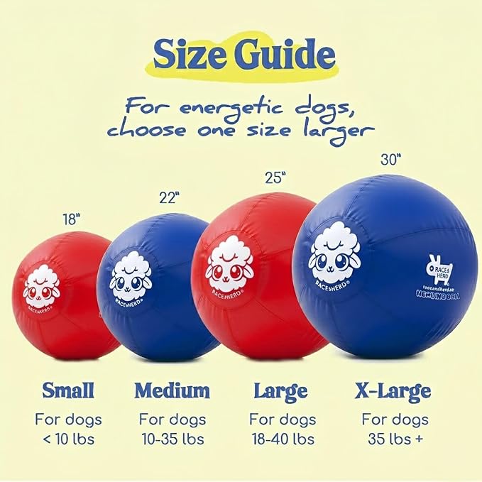 Race&Herd 18" Original XXL Herding Ball for Dogs - Herding Toys, Giant Dog Ball for Australian Shepherds, Border Collies - Durable Dog Outdoor Training Toy for Small Breeds (Cherry)