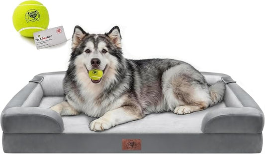 Extra Large Dog Bed-Orthopedic Washable Jumbo Bed for Big Dogs, Memory Foam Pet Couch Waterproof Sofa Bolster with Removable Cover, 48 x 30