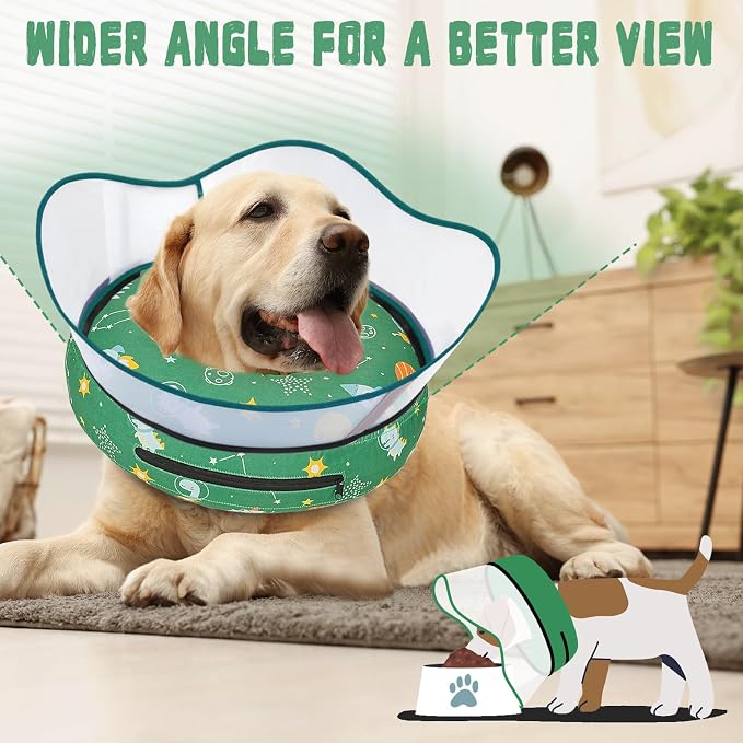Elevated Inflatable Dog Cone Collar to Stop Licking, Dog Donut Collar After Surgery, Soft Dog Cone Alternative for Small Medium Large Dogs