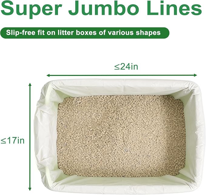 NewKe 25 Pcs Large Elastic Litter Box Liners for IRIS Cat Litter Boxes and for Catit Jumbo Hooded Cat Litter Pan, 2 MIL Super Tear-Resistant & Waterproof Disposable Bags, 30 lb Capacity, 42“ x 20”