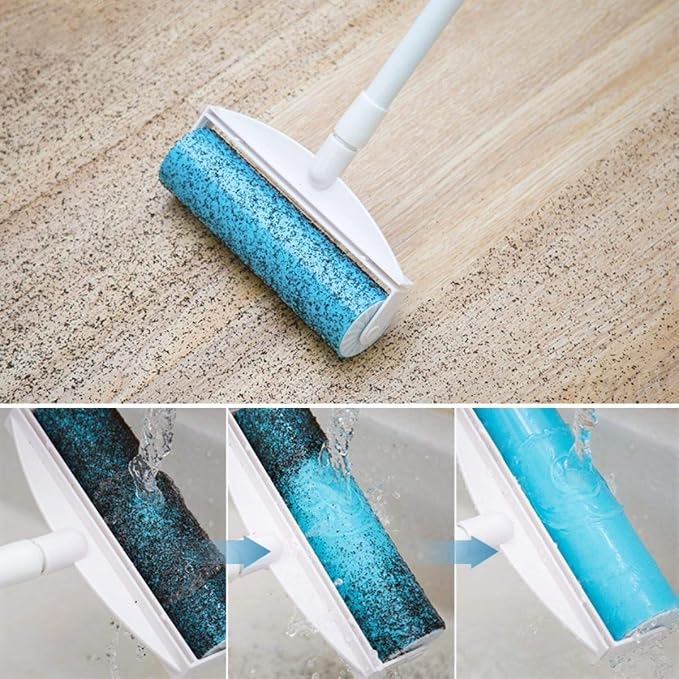 3Pcs Washable Roller Cleaner Lint Sticky Picker Pet Hair Dust Remover Brusher Quickly Plastic + TPR for Clothes Carpets Furnit