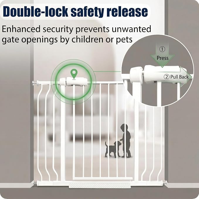 Extra Wide Baby Gate 76.3-81" Dog Gate for Doorways, Pressure Mounted No Drill Safety Gate for Kitchen, Hallways, Black Metal Pet Gate for Dogs