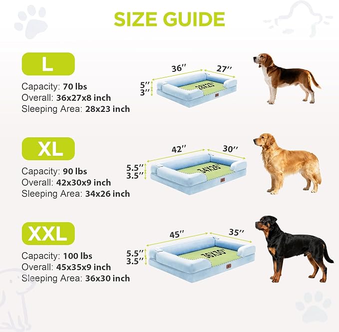 Orthopedic Memory Foam Dog Bed, 45x35, Waterproof for Large Dogs | Removable washable cover. Egg crate foam for joint relief. Non-slip base. Tennis ball toy included. For extra large breeds.