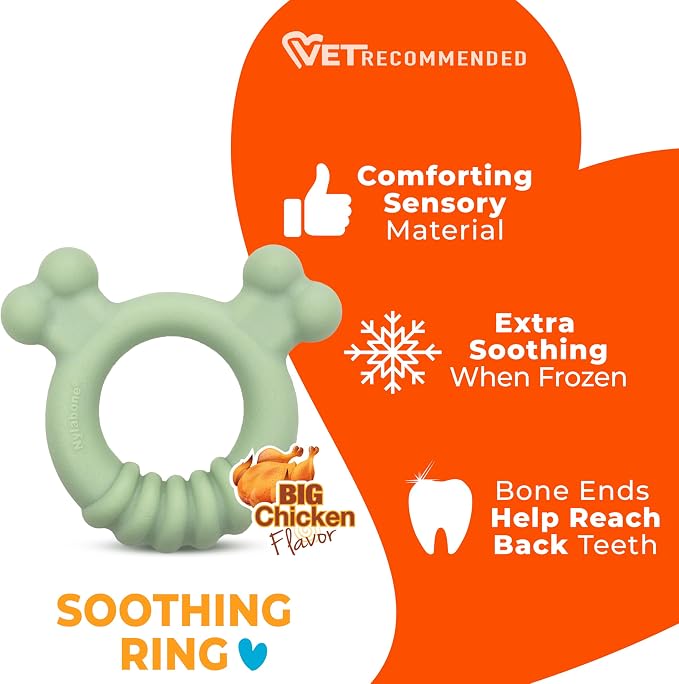 Nylabone Sensory Material Soothing Puppy Chew Toy Ring, Toys for Teething Puppies, Chicken Flavor, Small - Up to 25 lbs, 1 Count