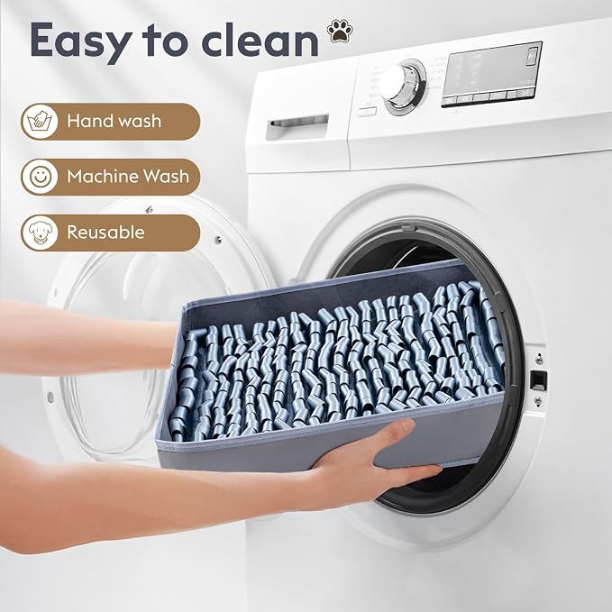FunFurry Snuffle Mat for Dogs, Dog Puzzle Mat, Interactive Dog Toys for Enrichment,Sniff Mats with Non-Slip Backing,Portable Design Easy to Store (Silver, 14" X 12"-Portable)