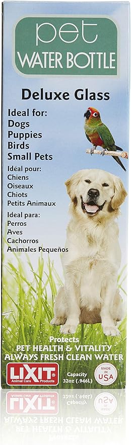 Lixit Pet Glass Water Bottle, 32-Ounce