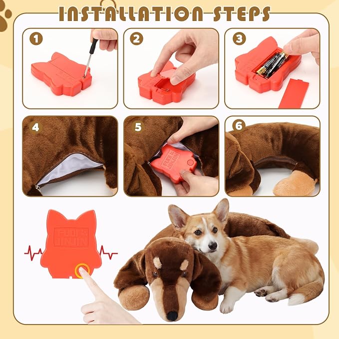 Soulchen Heartbeat Toy for Dog Anxiety Relief Stuffed Animal Comfort Toy for Puppies, Sleep Aid Plush for Crate & Kennel Training, Cuddly Companion Helps Calm Separation Stress(Dachshund)