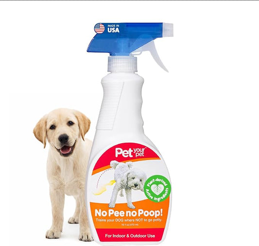 Dog Potty Training Spray No Pee No Poop, 16 Fl Oz, Non Toxic Spray for Dogs Only, Natural Pee Deterrent, Prevents Urine Marking and Pooping, Indoor Outdoor House Training Aid