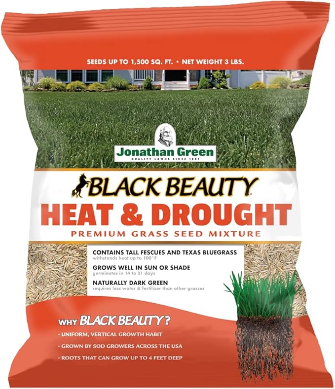 Jonathan Green (10514) Black Beauty Heat & Drought Resistant Grass Seed - Cool Season Lawn Seed (3 lb)