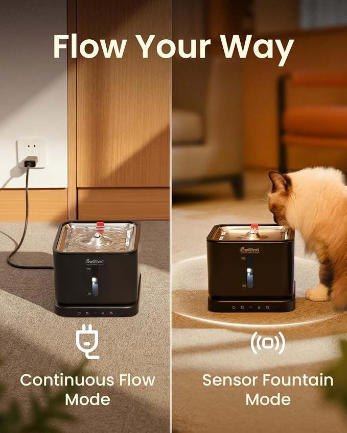 Cat Water Fountain with 6 Packs Pet Water Fountain Replacement Filters & Sponges Set
