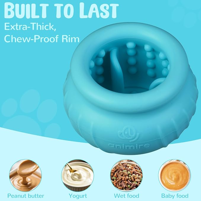 Wobbly Dog Enrichment Lick Toy, Stuffable Frozen Lick Bowl to Keep Dogs Busy, Long-Lasting Interactive Treat Dispensing Dog Toy, Silicone Fetch Catch Chew Toy(Teal,L)