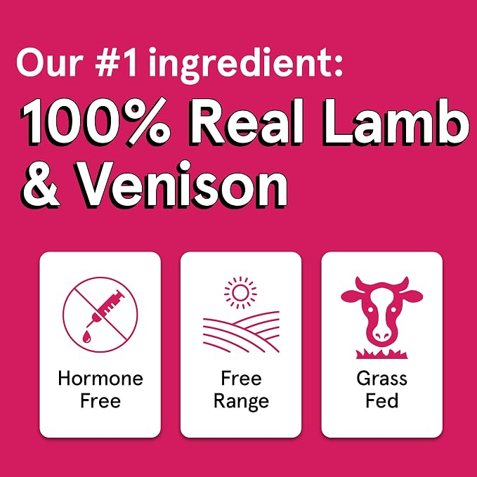 Real Meat Dog Treats - 12oz Bag of Bite-Sized Air-Dried Lamb & Venison Jerky for Dogs - Grain-Free Jerky Dog Treats With 95% Quality, Free-Range, Grass Fed Lamb & Venison - All-Natural Dog Treats