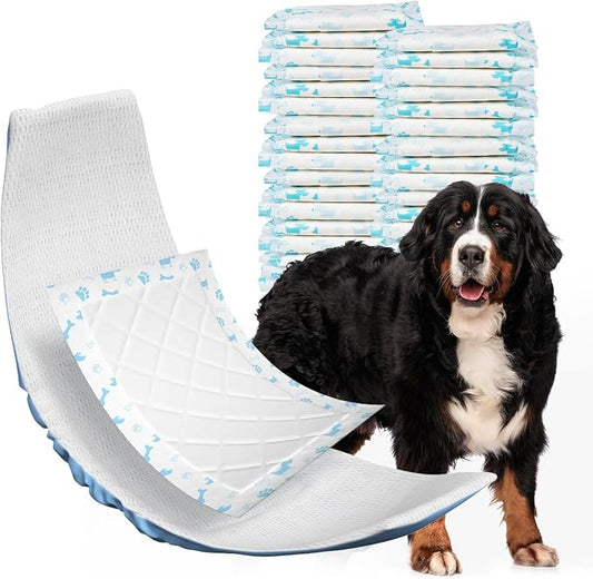 MICOOYO Disposable Dog Diaper Liners Booster Pads for Female and Male Dogs, Super Absorbent Doggie Diaper Insert Fit Most Washable Reusable Dog Diapers, Pet Belly Bands, Warps (Blue, XL, 50Count)