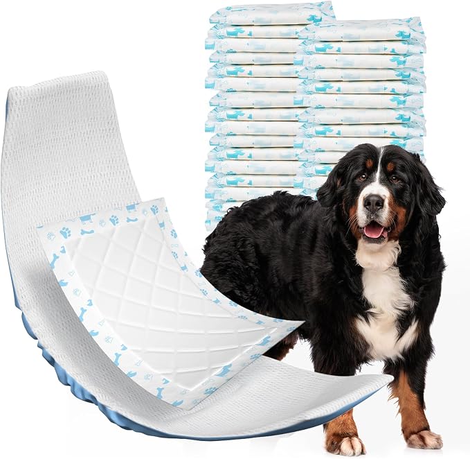 MICOOYO Dog Diaper Liners, Dog Diaper Pads, Disposable Dogs Booster Pads for Puppy, Belly Band Dogs Diapers Liners Male Doggie Diapers Inserts (Blue, XL, 25Count)