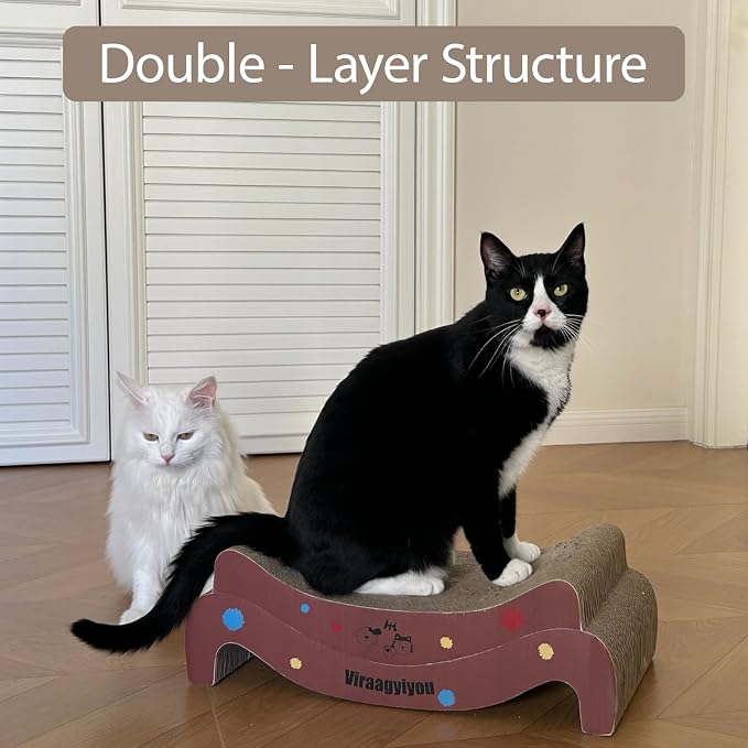 Cat Scratcher, 2 in 1 Corrugated Cat Scratch Board Lounger for Scraching & Napping, Cat Scratchers for Indoor Scratch Pad Couch Cardboard as Cat Bed & Furniture Protector from Cat Claws, 19.68 Inch