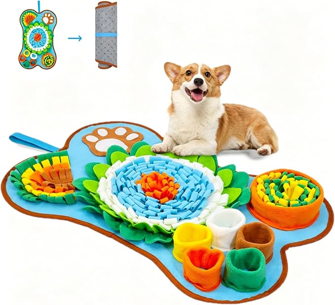 ORIA Snuffle Mat for Dogs, Interactive Slow Feeder Mat, Mental Stimulation, Boredom Busters, Anxiety Relief, Dog Puzzle Toy & Treats Hunting Game for Small Medium Dogs Puppies, 25''x17''