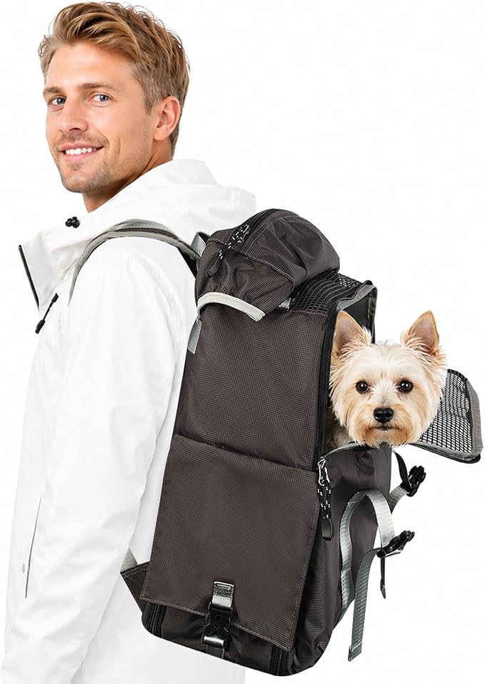 Cat Dog Backpack Carrier for Hiking Travel Portable Pet Daypack for Dog Cat Below 7kg/15.5 lbs -Gray